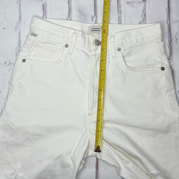 Citizens of Humanity Camilla Frayed Hem Shorts Sz 24 White Button Fly Distressed - Picture 8 of 12